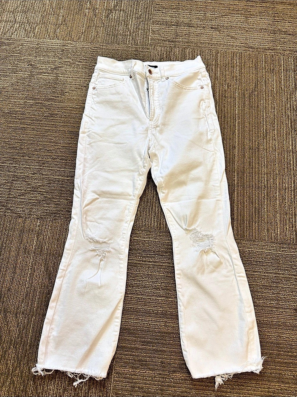 Express Cropped Flare White Jeans Waist 6